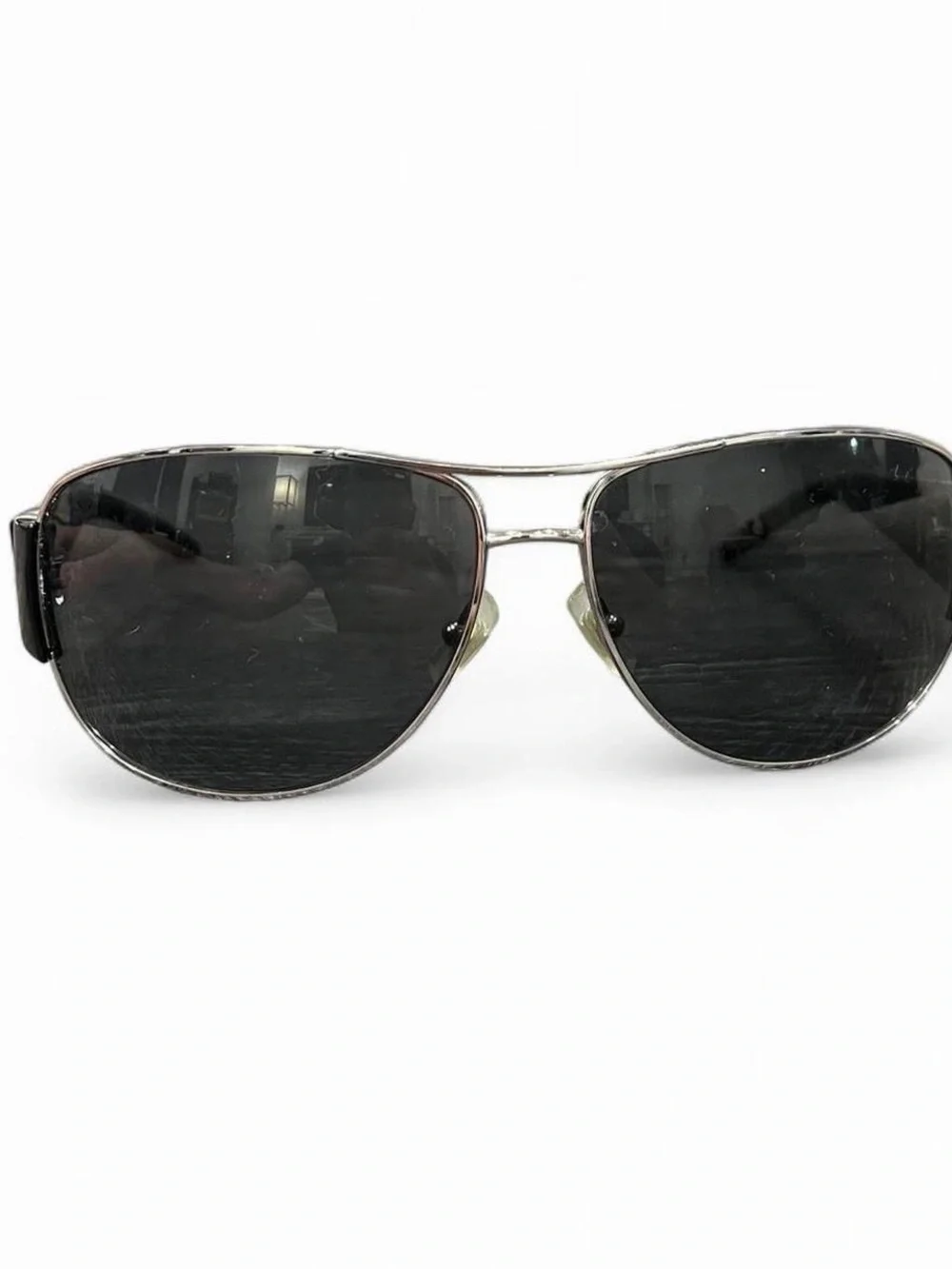 Miu Miu Black & Silver Aviator Sunglasses – Y2K Designer